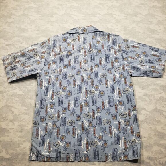 Ocean Pacific Sport Hawaiian‎ Shirt Mens Medium Blue Short Sleeve Button Aloha - Picture 5 of 10